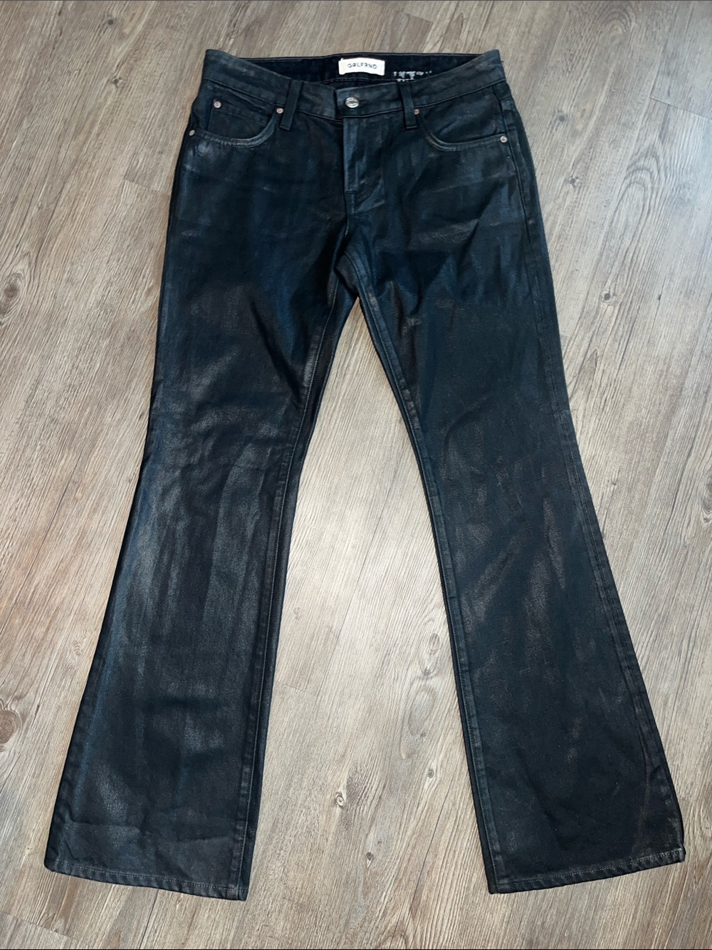 GRLFRND Black Coated Bootcut Jean
